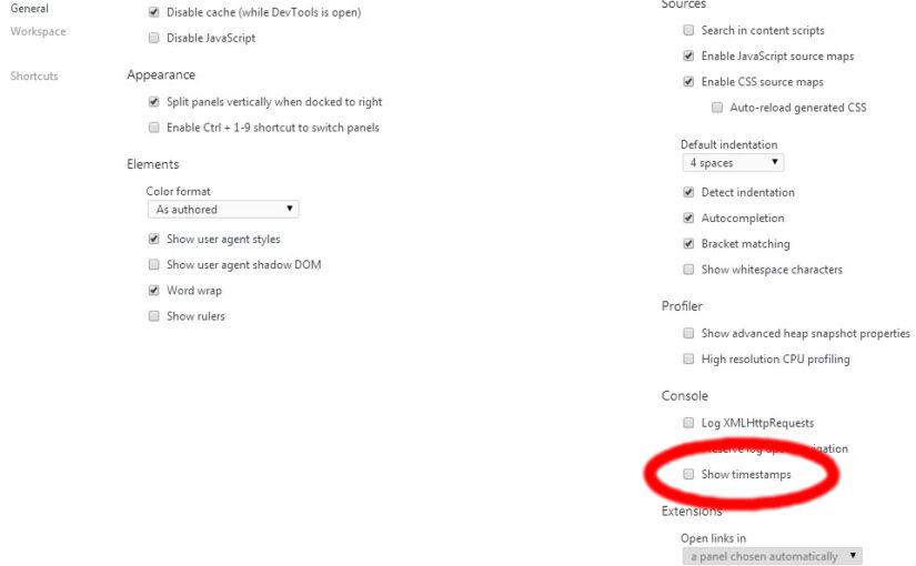 Chrome console log show time