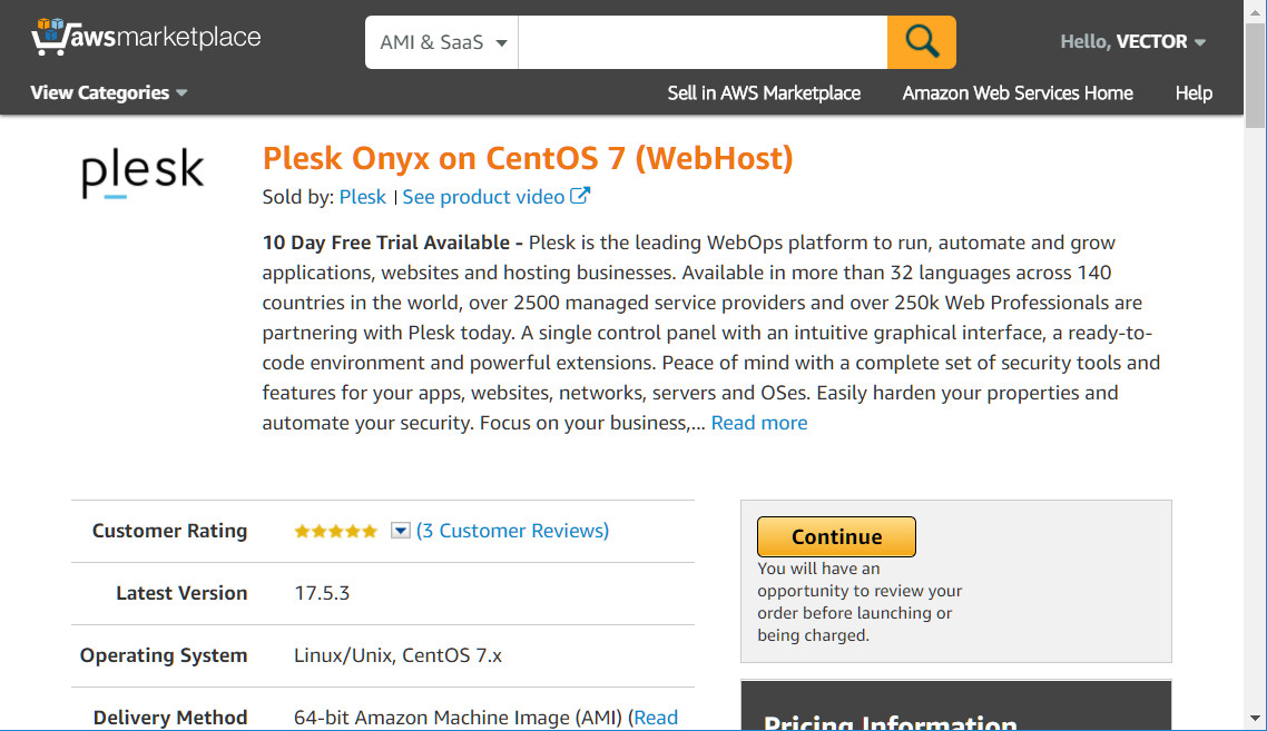 AWS AMI Plesk十天試用