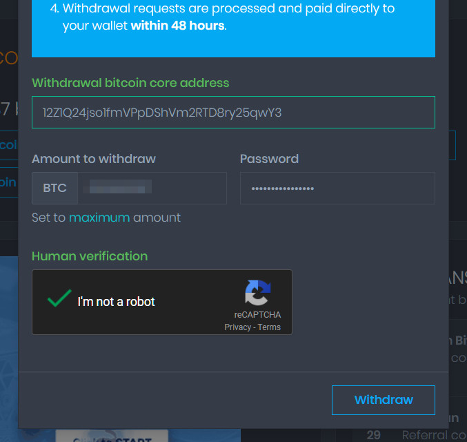 CoinPot 提領 Bitcoin 比特幣